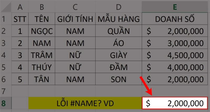 Khắc phục lỗi #NAME?.